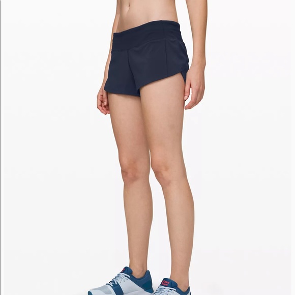 RARE Lululemon navy speed up shorts size 2 - Picture 1 of 6